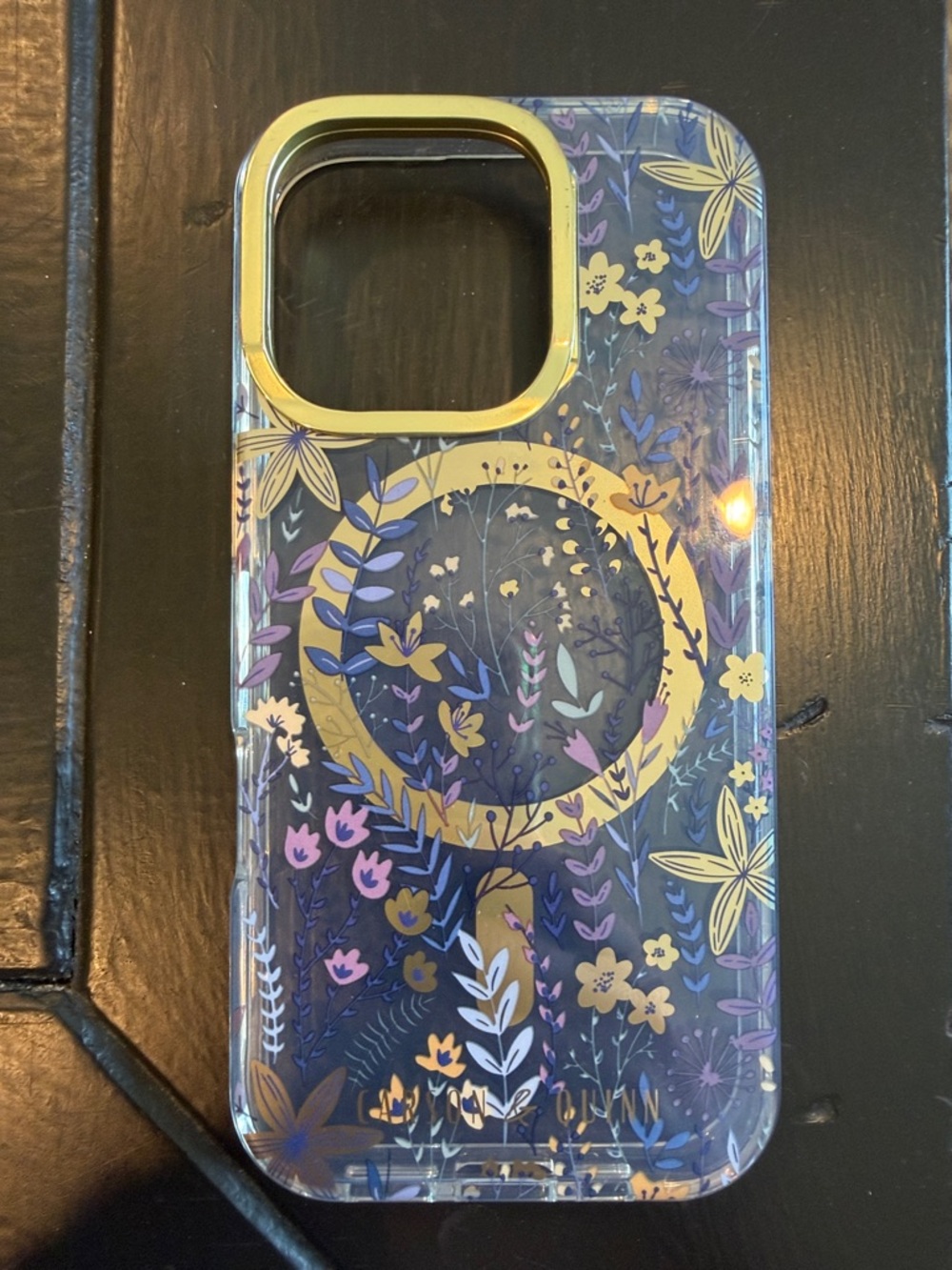 Casetify Floral Gold Accent iPhone Case - Blue/Purple Floral